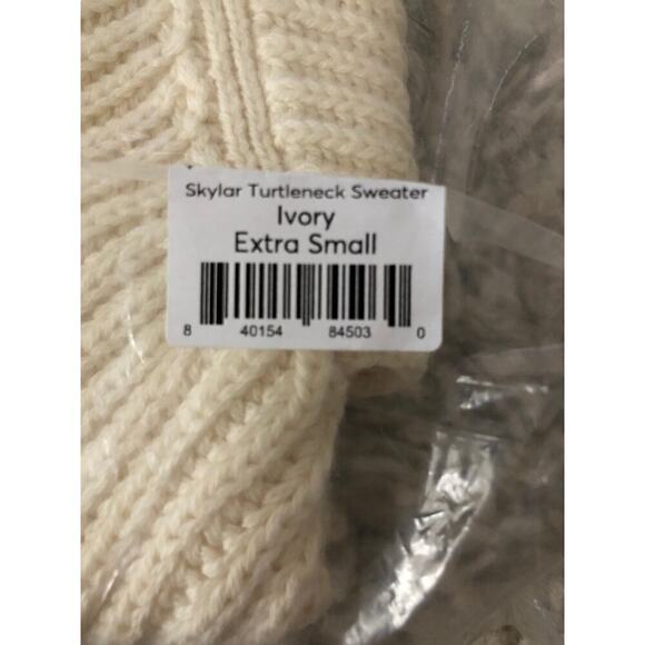 Marine Layer Skylar Sweater Knit Chevron Mock Turtleneck Pullover Ivory NWT XS - Picture 4 of 8